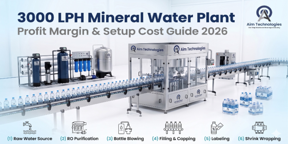 3000 LPH mineral water plant profit margin India setup 2026 — Aim Technologies Surat Gujarat